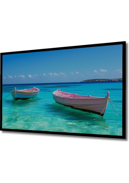 Çerçeve Görünümlü Turkuaz Denizde Pastel Renkli Tekne Rüyası Dekoratif Ahşap Işyeri/ofis Kare Tablo fiyatları