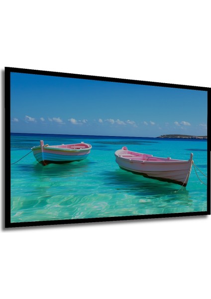 Çerçeve Görünümlü Turkuaz Denizde Pastel Renkli Tekne Rüyası Dekoratif Ahşap Işyeri/ofis Kare Tablo modelleri