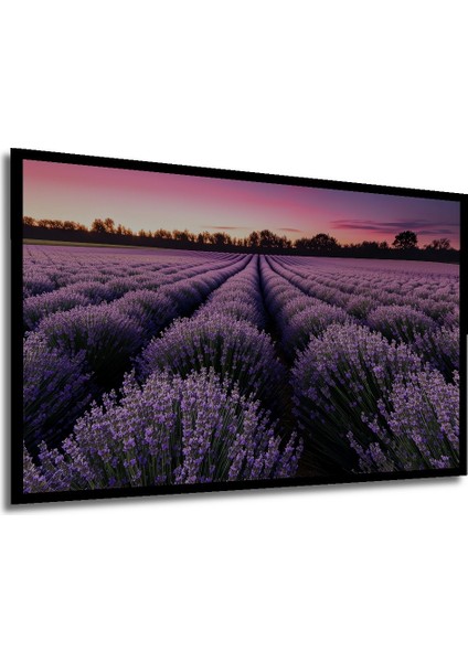 Çerçeve Görünümlü Mor Lavanta Tarlası Yağlı Boya Görünümlü Dekoratif Ahşap Işyeri/ofis Kare Tablo modelleri