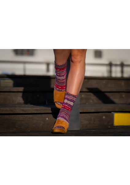 Kadın Merinos Yün Çorap Nordik Desen