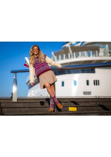 Kadın Merinos Yün Çorap Nordik Desen fırsatları