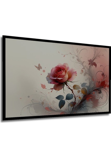 Çerçeve Görünümlü Romantik Gül ve Kelebek Sulu Boya Görünümlü Dekoratif Ahşap Ofis Kare Tablo modelleri