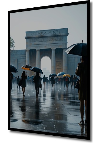 Çerçeve Görünümlü Yağmurlu Gün Anıtı Modern Sanat Dekoratif Ahşap Ev/işyeri/ofis Kare Tablo fiyatları