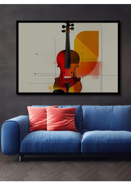 Çerçeve Görünümlü Soyut Keman Modern Sanat Dekoratif Ahşap Ev/işyeri/ofis Kare Tablo