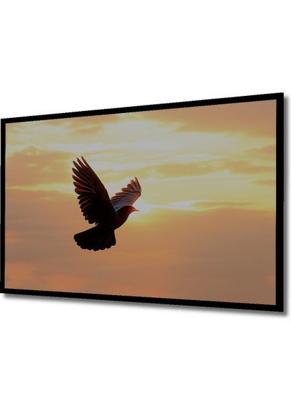 Çerçeve Görünümlü Gün Batımında Uçan Güvercin Yağlı Boya Görünümlü Dekoratif Ahşap Ofis Kare Tablo fiyatları