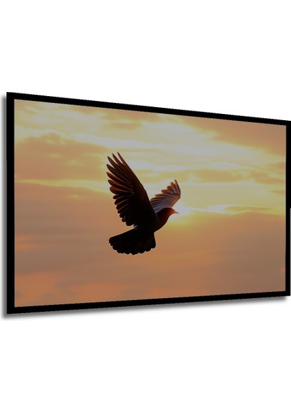 Çerçeve Görünümlü Gün Batımında Uçan Güvercin Yağlı Boya Görünümlü Dekoratif Ahşap Ofis Kare Tablo modelleri