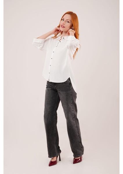 Ezel Glory Yarasa Kol Rahat Kalıp Beyaz Gömlek fırsatları