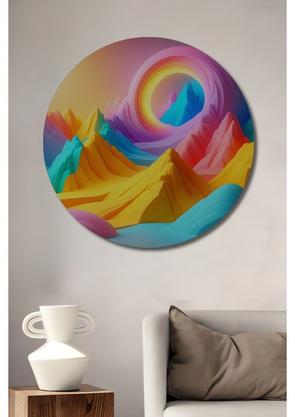 Pastel Rüyası Dağlar Modern Sanat Dekoratif Ahşap Ev/işyeri/ofis Yuvarlak Tablo