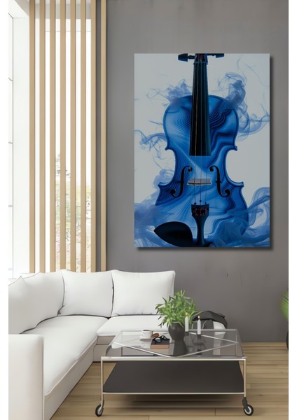 Mavi Rüya Violon Yağlı Boya Görünümlü Dekoratif Ahşap Ev/işyeri/ofis Kare Tablo