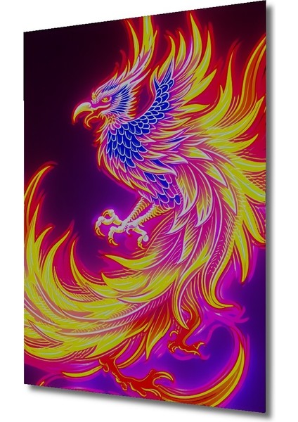 Neon Işıltılı Phoenix Kuşu Yağlı Boya Görünümlü Ev/işyeri/ofis Dekoratif Ahşap Kare Tablo fiyatları
