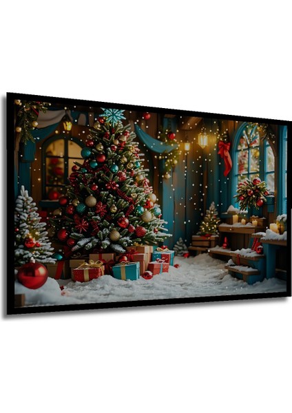 Çerçeve Görünümlü Yeni Yıl Neşesi Yağlı Boya Görünümlü Dekoratif Ahşap Ev/işyeri/ofis Kare Tablo modelleri