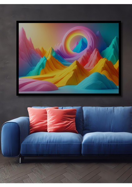 Çerçeve Görünümlü Pastel Rüyası Dağlar Modern Sanat Dekoratif Ahşap Ev/işyeri/ofis Kare Tablo