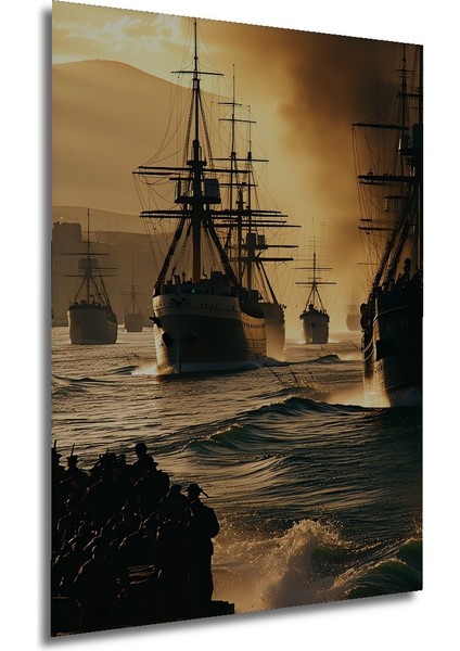 Osmanlı Donanması Yağlı Boya Görünümlü Dekoratif Ahşap Ev/işyeri/ofis Kare Tablo modelleri