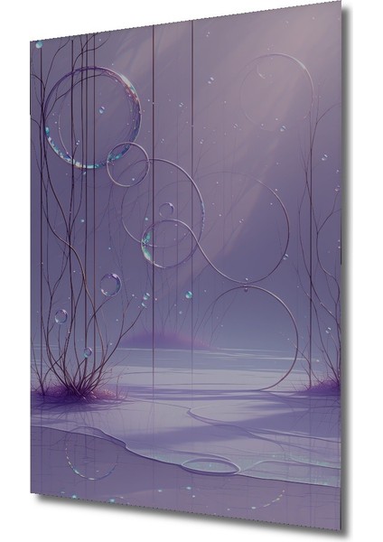 Mor Rüya Kabarcıklar Yağlı Boya Görünümlü Dekoratif Ahşap Ev/işyeri/ofis Kare Tablo fiyatları