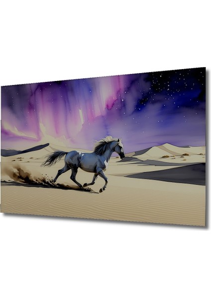 Gökyüzü Dansı Atı Sulu Boya Görünümlü Dekoratif Ahşap Ev/işyeri/ofis Kare Tablo fiyatları