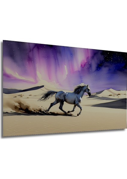 Gökyüzü Dansı Atı Sulu Boya Görünümlü Dekoratif Ahşap Ev/işyeri/ofis Kare Tablo modelleri