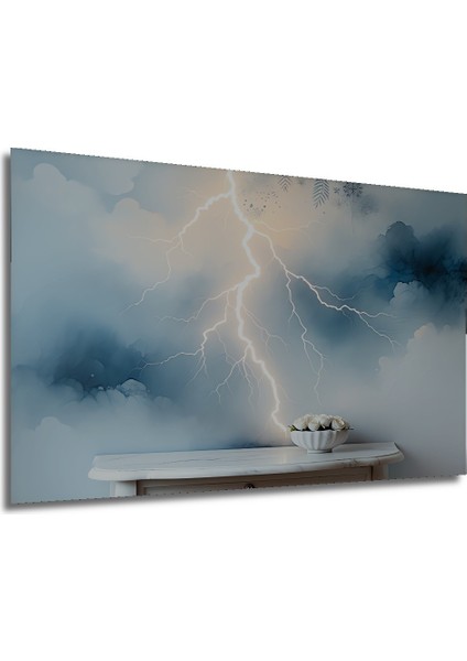 Fırtına Esintili Bulutlar ve Güller Yağlı Boya Görünümlü Dekoratif Ahşap Ev/işyeri/ofis Kare Tablo modelleri