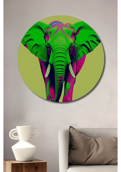 Neon Renkli Fil Modern Sanat Dekoratif Ahşap Ev/işyeri/ofis Yuvarlak Tablo