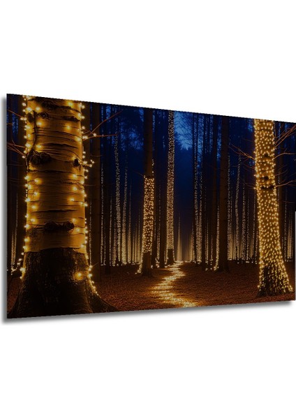 Işıltılı Orman Rüyası Yağlı Boya Görünümlü Dekoratif Ahşap Ev/işyeri/ofis Kare Tablo modelleri
