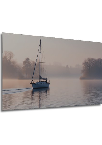 Sisli Gölde Yelkenli Huzur Dekoratif Ahşap Ev/işyeri/ofis Kare Tablo modelleri