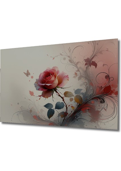 Romantik Gül ve Kelebek Sulu Boya Görünümlü Dekoratif Ahşap Ev/işyeri/ofis Kare Tablo fiyatları