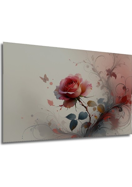 Romantik Gül ve Kelebek Sulu Boya Görünümlü Dekoratif Ahşap Ev/işyeri/ofis Kare Tablo modelleri