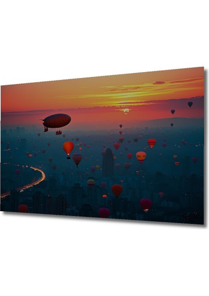 Sıcak Hava Balonları Rüyası Yağlı Boya Görünümlü Dekoratif Ahşap Ev/işyeri/ofis Kare Tablo fiyatları