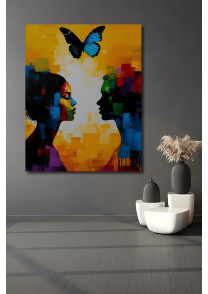 Kelebek Dansı Modern Yağlı Boya Görünümlü Dekoratif Ahşap Ev/işyeri/ofis Kare Tablo