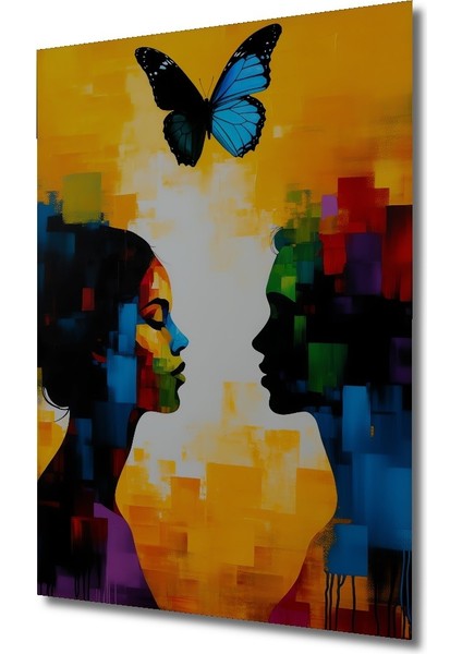 Kelebek Dansı Modern Yağlı Boya Görünümlü Dekoratif Ahşap Ev/işyeri/ofis Kare Tablo fiyatları