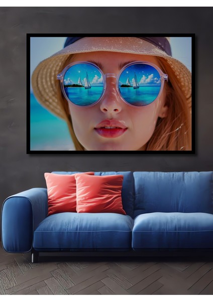Çerçeve Görünümlü Denizci Gözler Yağlı Boya Görünümlü Dekoratif Ahşap Ev/işyeri/ofis Kare Tablo