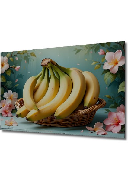 Çiçekler ve Muzlar Yağlı Boya Görünümlü Dekoratif Ahşap Ev/işyeri/ofis Kare Tablo fiyatları