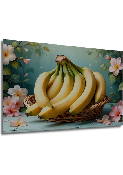 Çiçekler ve Muzlar Yağlı Boya Görünümlü Dekoratif Ahşap Ev/işyeri/ofis Kare Tablo modelleri
