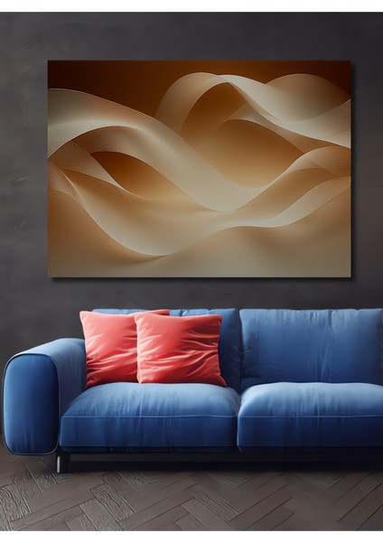 Altın Rengi Soyut Dalgalar Yağlı Boya Görünümlü Dekoratif Ahşap Dekoratif Ev/işyeri/ofis Kare Tablo