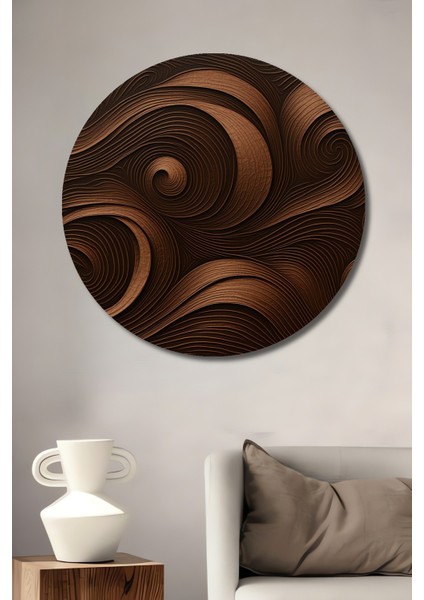 Bronz Bukleler Yağlı Boya Görünümlü Dekoratif Ahşap Ev/işyeri/ofis Yuvarlak Tablo