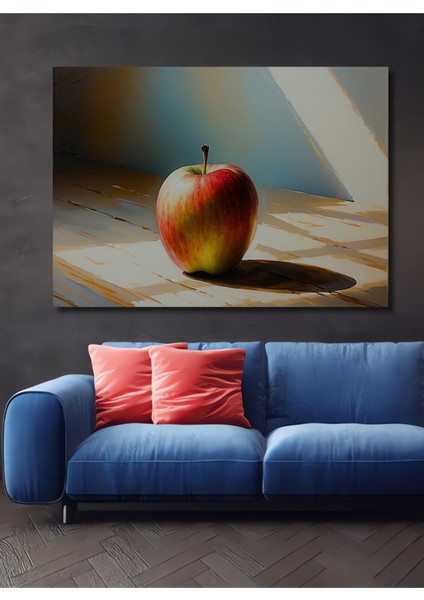 Elma Rüyası Yağlı Boya Görünümlü Dekoratif Ahşap Ev/işyeri/ofis Kare Tablo