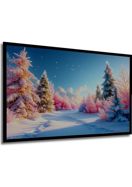 Çerçeve Görünümlü Pastel Rüya Gibi Kış Manzarası Dekoratif Ahşap Ev/işyeri/ofis Kare Tablo modelleri