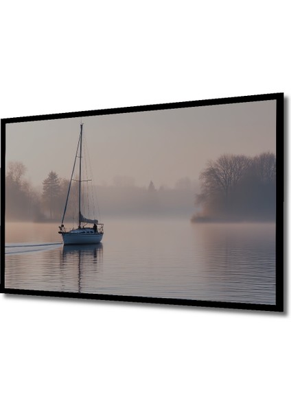 Çerçeve Görünümlü Sisli Gölde Yelkenli Huzur Dekoratif Ahşap Ev/işyeri/ofis Kare Tablo fiyatları