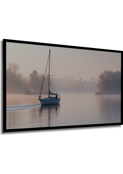 Çerçeve Görünümlü Sisli Gölde Yelkenli Huzur Dekoratif Ahşap Ev/işyeri/ofis Kare Tablo modelleri