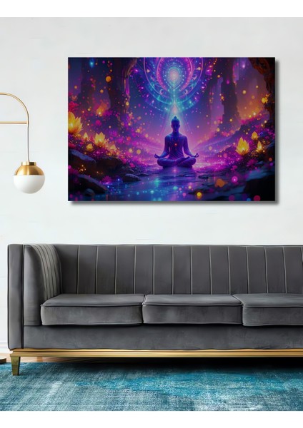 Neon Buda Meditasyon Dekoratif Ahşap Ev/işyeri/ofis Kare Tablo