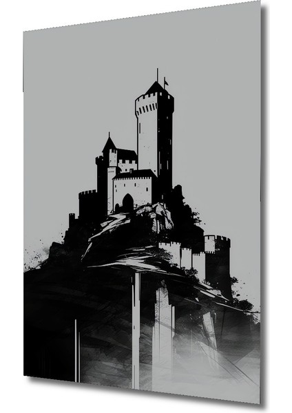 Gotik Şato Kara Kalem Görünümlü Dekoratif Ahşap Ev/işyeri/ofis Kare Tablo fiyatları