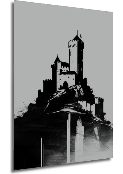 Gotik Şato Kara Kalem Görünümlü Dekoratif Ahşap Ev/işyeri/ofis Kare Tablo modelleri