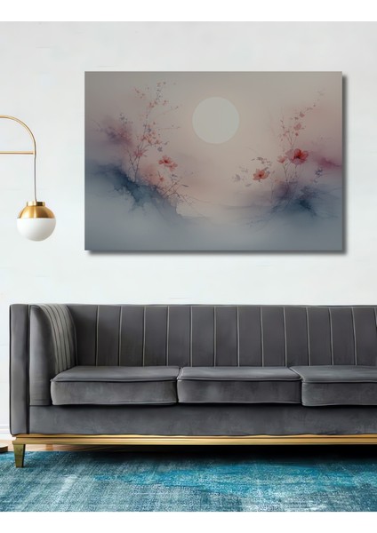 Pembe Çiçekler Sulu Boya Görünümlü Dekoratif Ahşap Ev/işyeri/ofis Kare Tablo