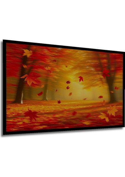 Çerçeve Görünümlü Sulu Boya Görünümlü Kızıl Sonbahar Yaprakları Dansı Ahşap Ofis Kare Tablo modelleri