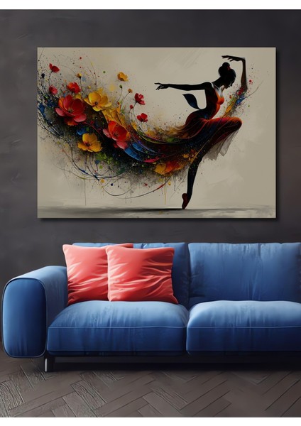 Çiçek Dansı Yağlı Boya Görünümlü Dekoratif Ahşap Dekoratif Ev/işyeri/ofis Kare Tablo