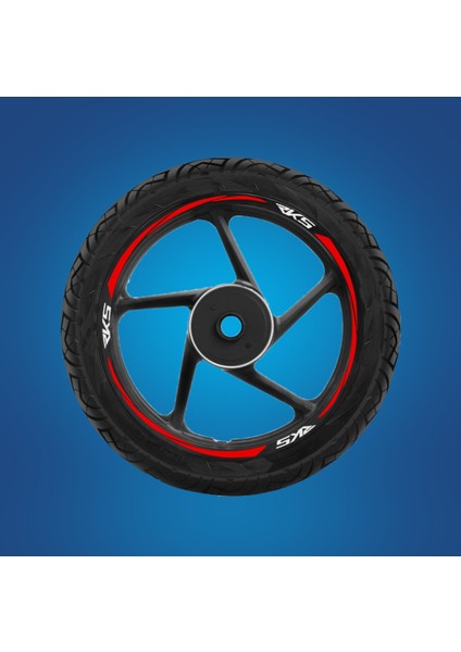 Yeni Özel Motosiklet Jant Şeridi Rks Beyaz Yazılı 3 Parçalı Kırmızı Reflektif Sağ-Sol/ön-Arka