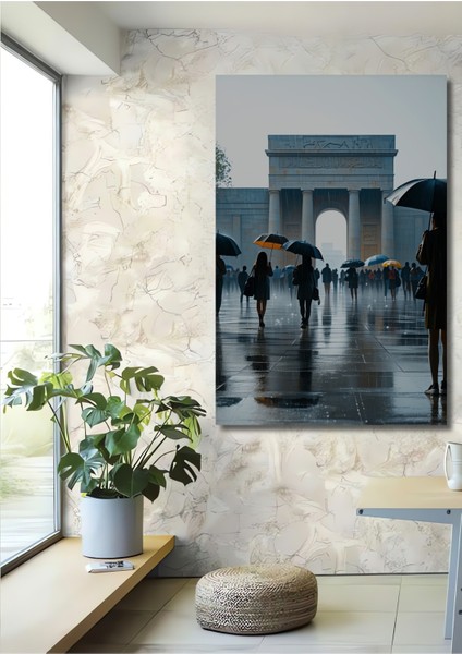 Yağmurlu Gün Anıtı Modern Sanat Dekoratif Ahşap Ev/işyeri/ofis Kare Tablo