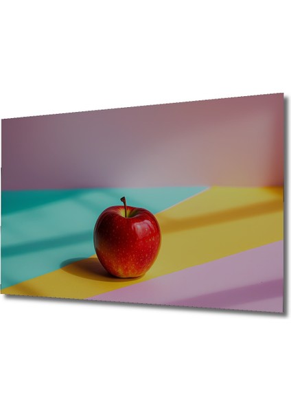 Renkli Zemin Üzerinde Kırmızı Elma Modern Sanat Dekoratif Ahşap Ev/işyeri/ofis Kare Tablo fiyatları