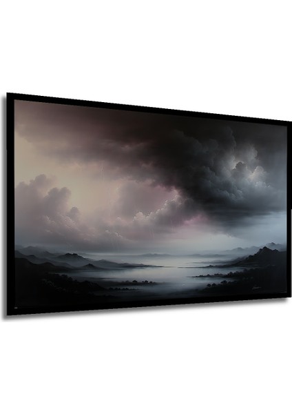 Çerçeve Görünümlü Fırtınalı Göl Yağlı Boya Görünümlü Dekoratif Ahşap Ev/işyeri/ofis Kare Tablo modelleri