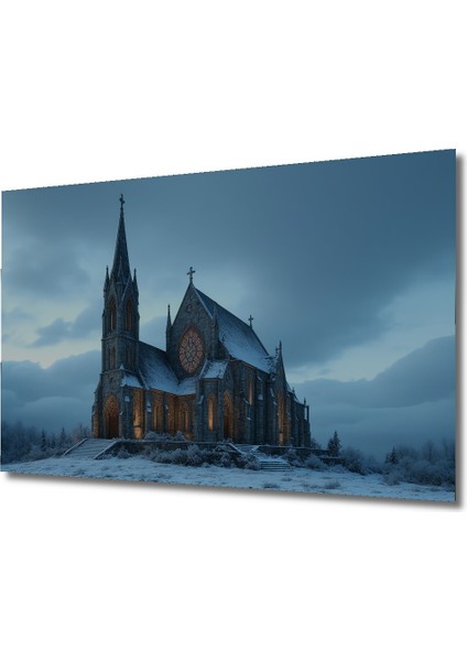 Gotik Katedral Sulu Boya Görünümlü Dekoratif Ahşap Ev/işyeri/ofis Kare Tablo fiyatları