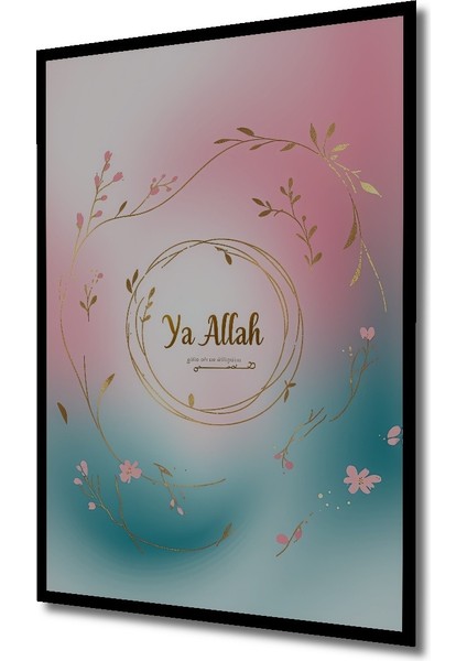 Çerçeve Görünümlü Ya Allah Çiçek Bahçesi Yağlı Boya Görünümlü Dekoratif Ahşap Ofis Kare Tablo fiyatları
